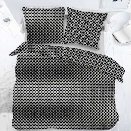 Parure Housse de Couette Percale Mosaique Noir
