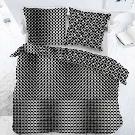 Parure Housse de Couette Percale Mosaique Noir