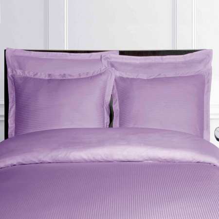 Housse de Couette Satin de Coton Parme Fines Rayures