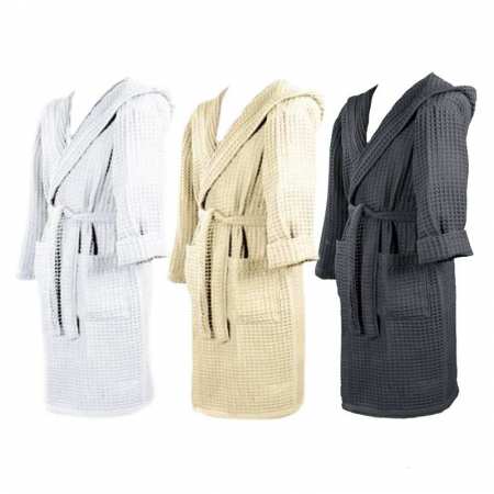 Peignoir de Bain Nid d'abeille col kimono à capuche 280g/m2 Ardoise