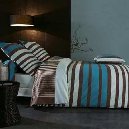 Parure Housse de Couette Percale Stripe Camelia