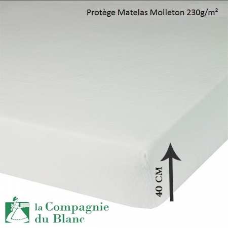 Protège Matelas Molleton 230g/m² BONNET 40 CM