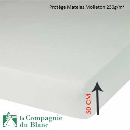 Protège Matelas Molleton 230g/m² BONNET 50 CM